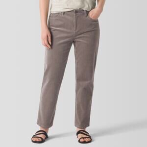 Eileen Fisher Organic Cotton Stretch Corduroy Straight Pant Taupe S